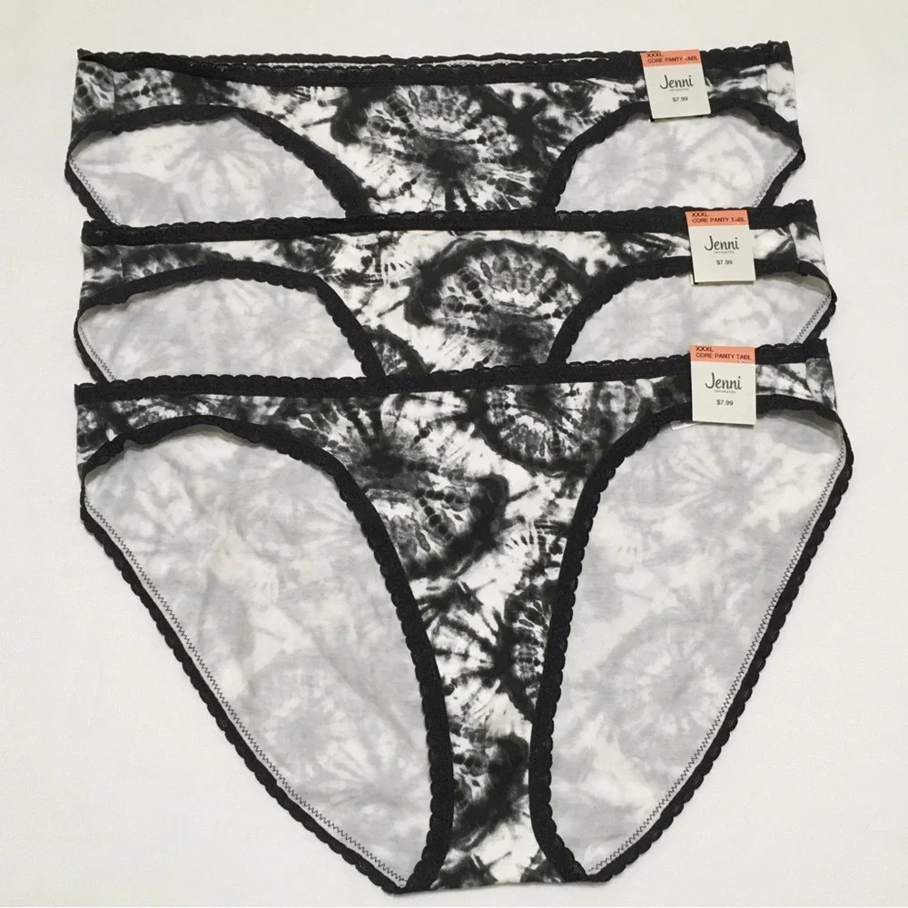 3- Jenni Intimates Women's XXXL Tie Dye Black Underwear Bikini Panty